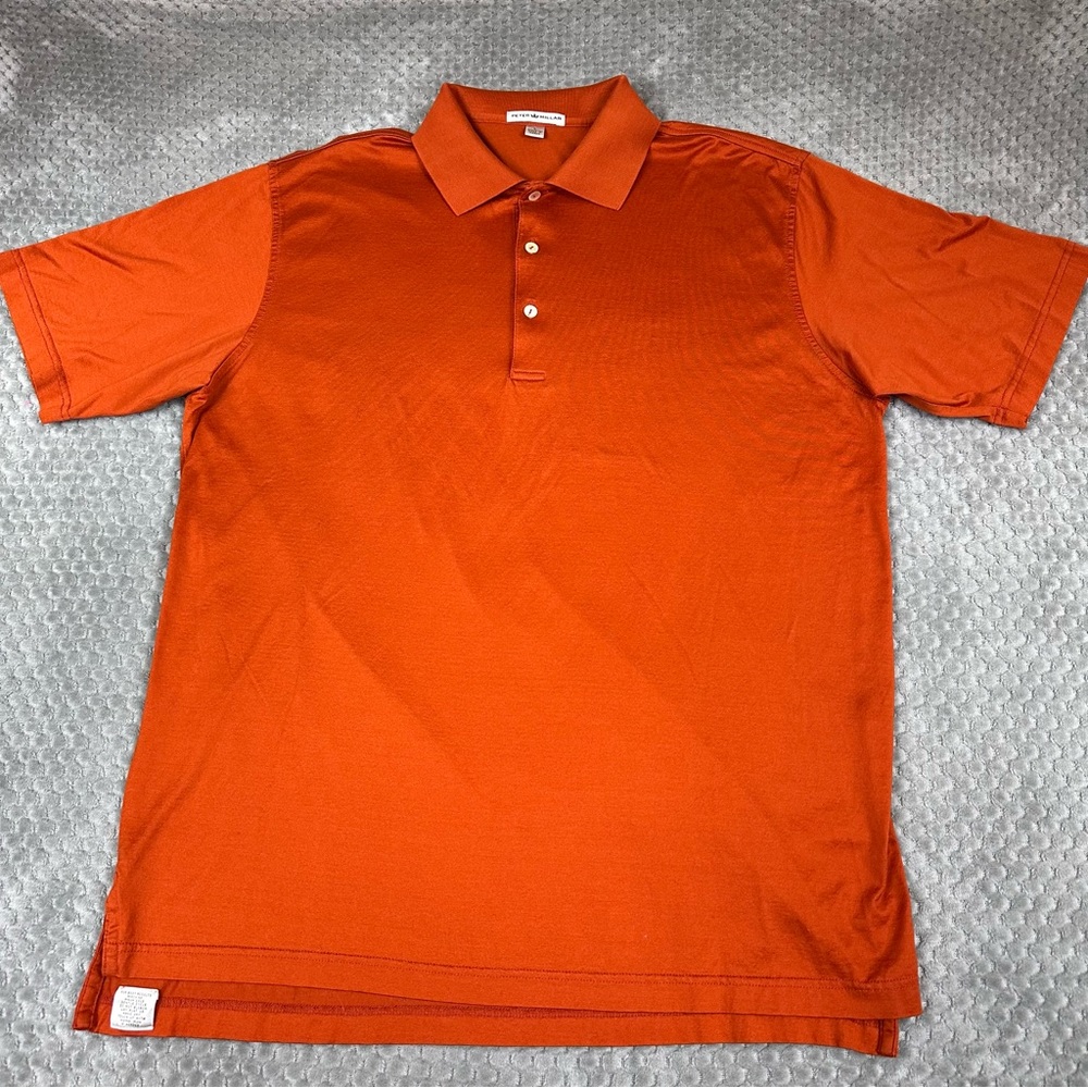 Peter Millar Polo Shirt Men’s Large Copper Golf Performance Short Sleeve Casual